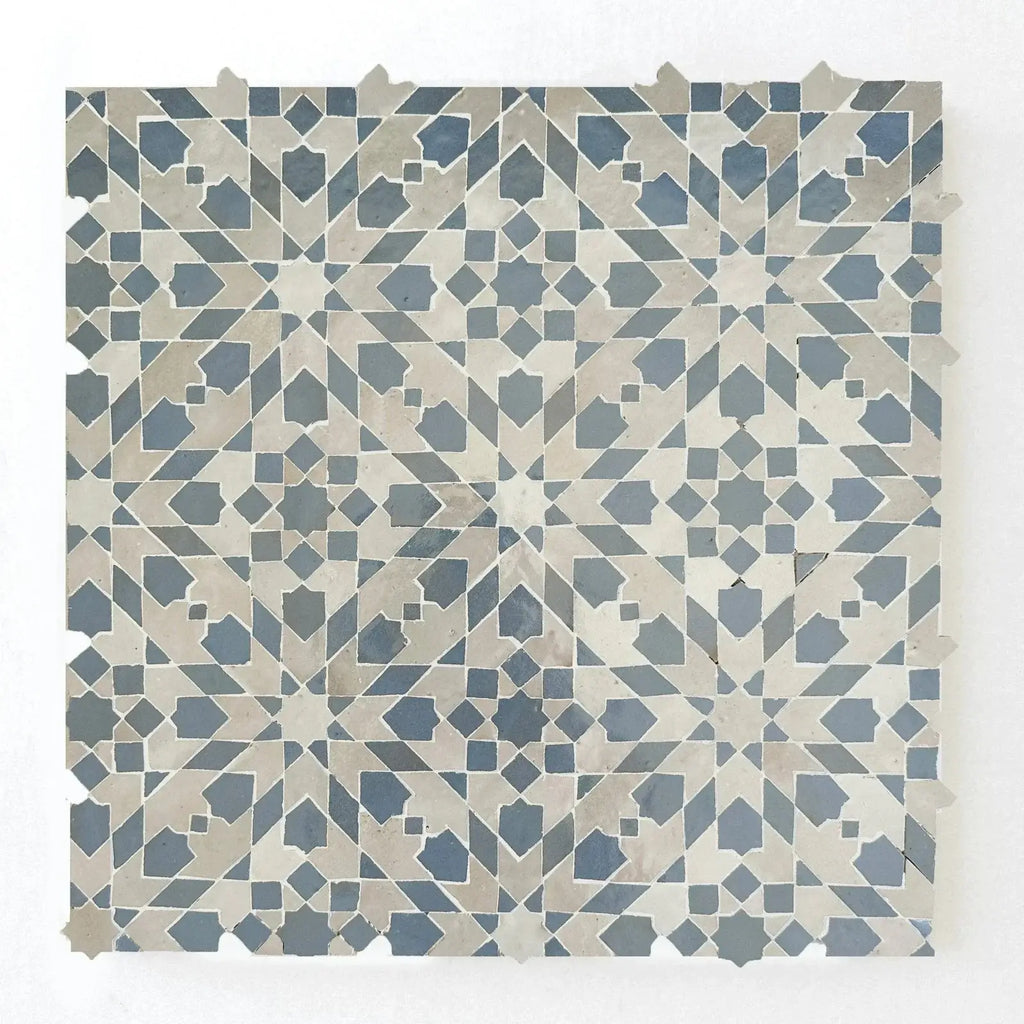Clear Sky & Dust - Moroccan Zellige Snowflake Mosaic by Tilesofezra