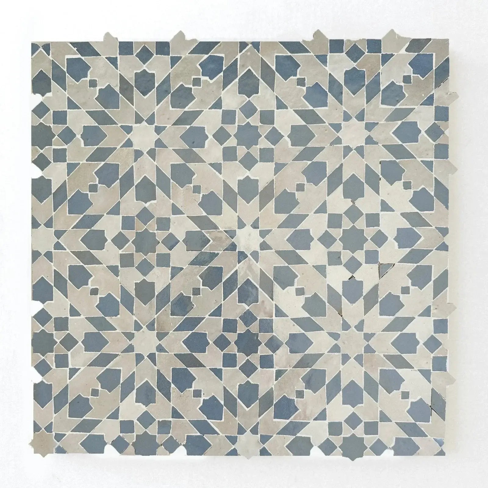 Clear Sky & Dust - Moroccan Zellige Snowflake Mosaic by Tilesofezra