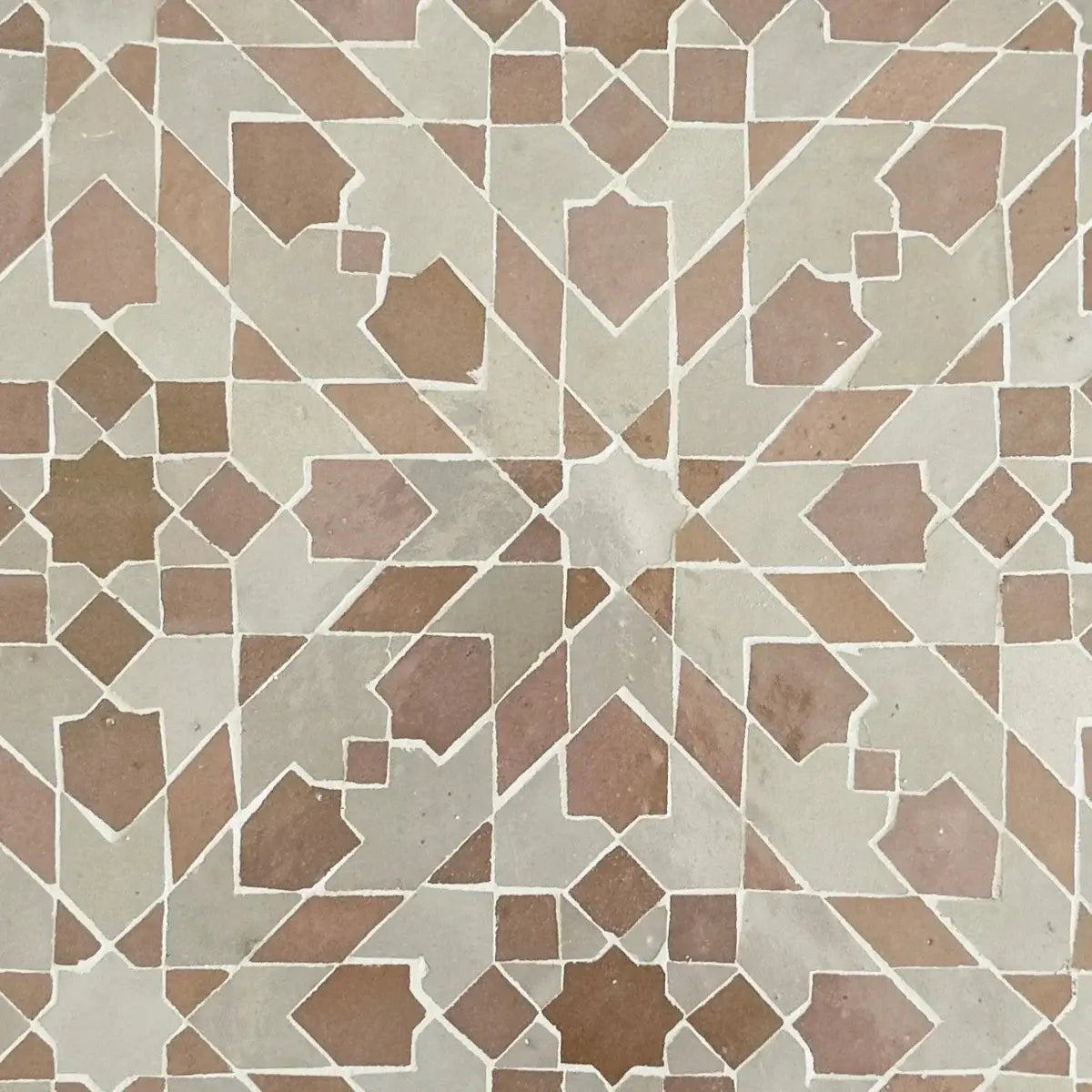 Moroccan Pink & Dust - Moroccan Zellige Snowflake Mosaic by Tilesofezra