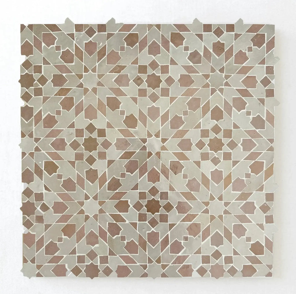 Moroccan Pink & Dust - Moroccan Zellige Snowflake Mosaic by Tilesofezra