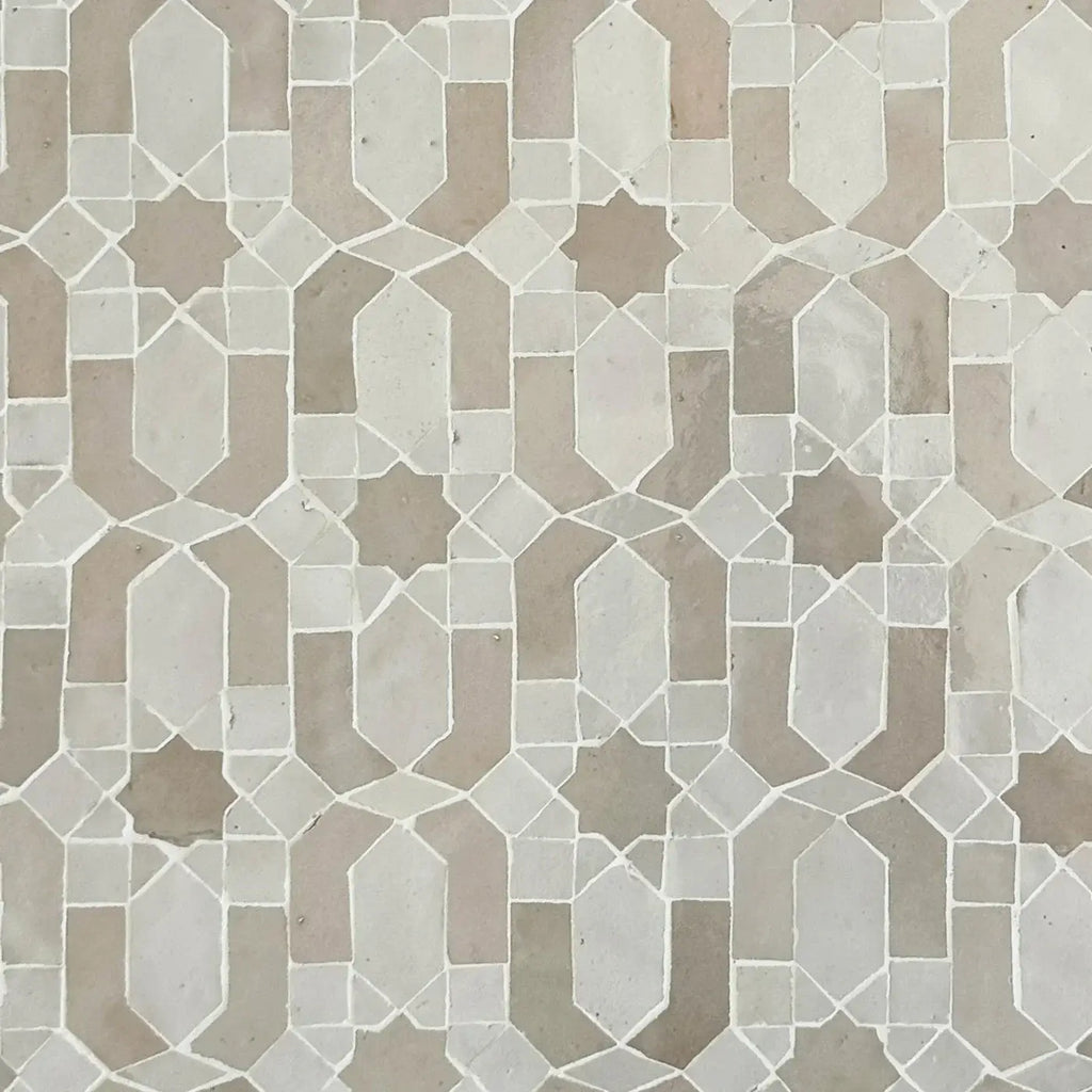 Snow & Dust - Moroccan Zellige Flower Mosaic by Tilesofezra