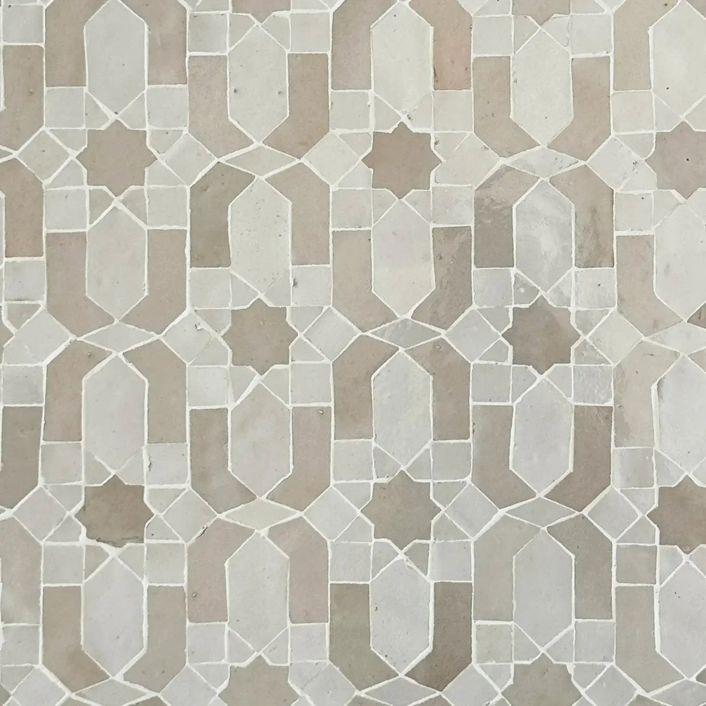 Snow & Dust - Moroccan Zellige Flower Mosaic by Tilesofezra