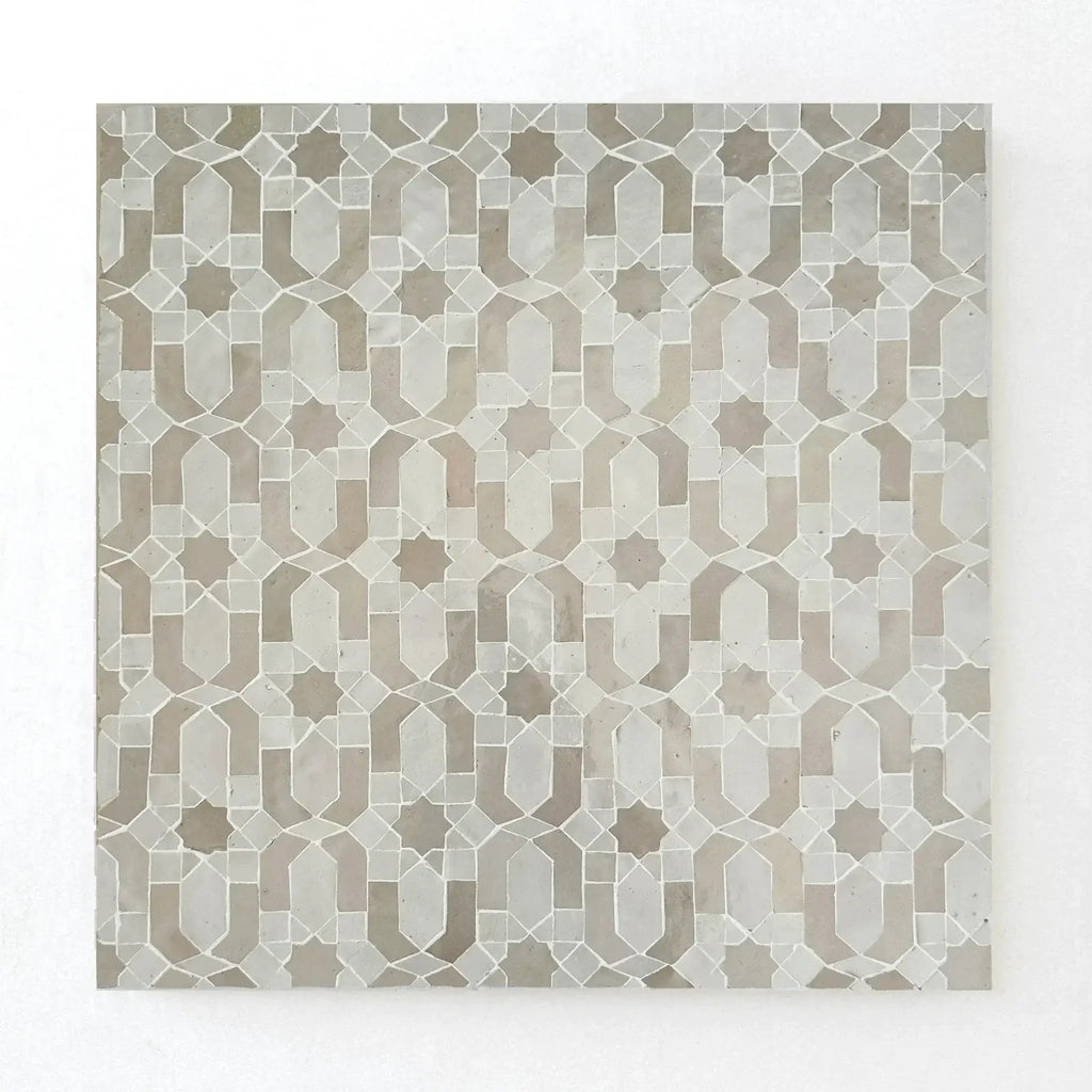 Snow & Dust - Moroccan Zellige Flower Mosaic by Tilesofezra