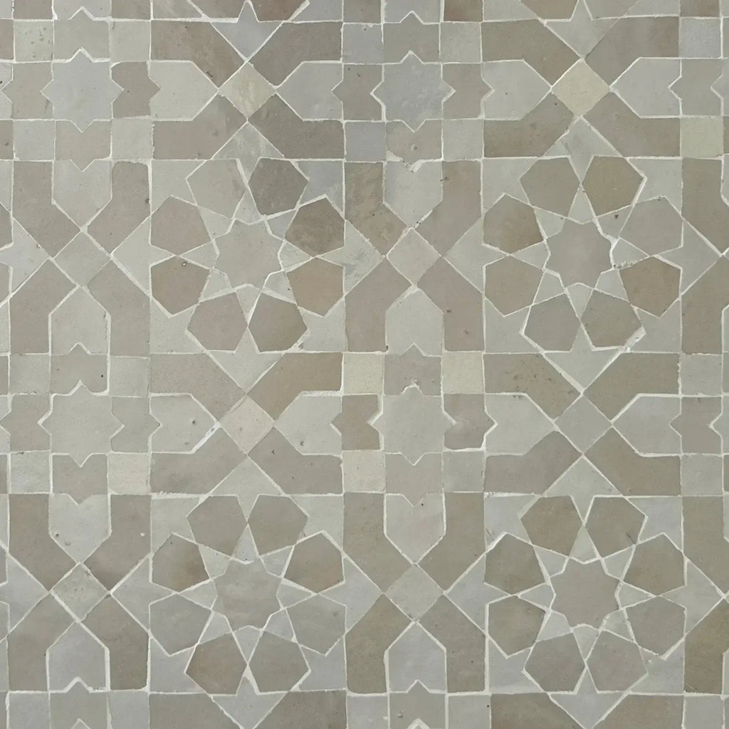 Snow & Dust - Moroccan Zellige Flower Mosaic by Tilesofezra