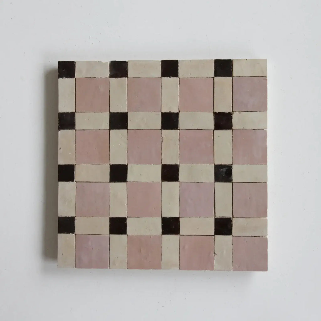 Clay, Chocolate and Moroccan Pink - Moroccan Zellige Weave Mosaic by Tilesofezra