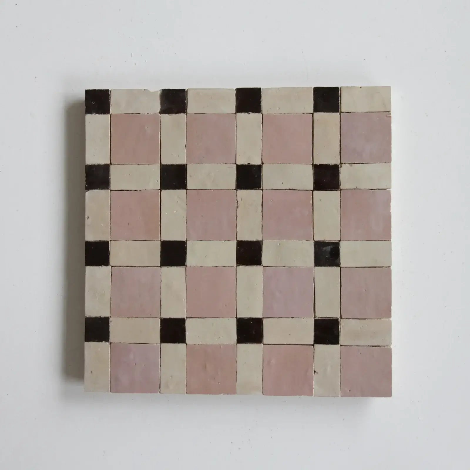 Clay, Chocolate and Moroccan Pink - Moroccan Zellige Weave Mosaic by Tilesofezra