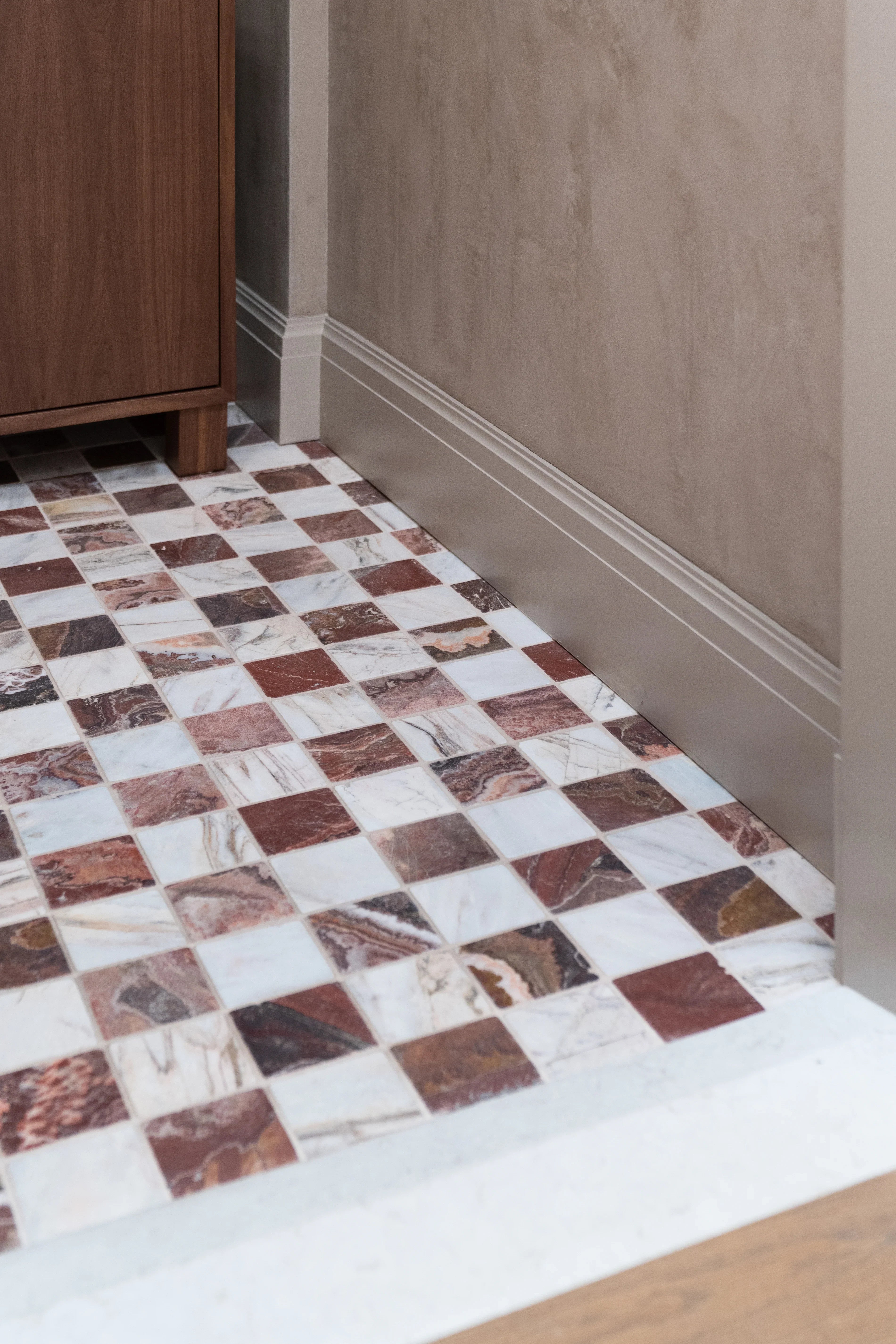 Rosewood 4"x4" Tumbled Marble Tile