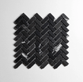 Nero St. Gabriel Tumbled Mini Herringbone Marble Tile