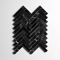 Nero St. Gabriel Polished Herringbone Mosaic Marble Tile
