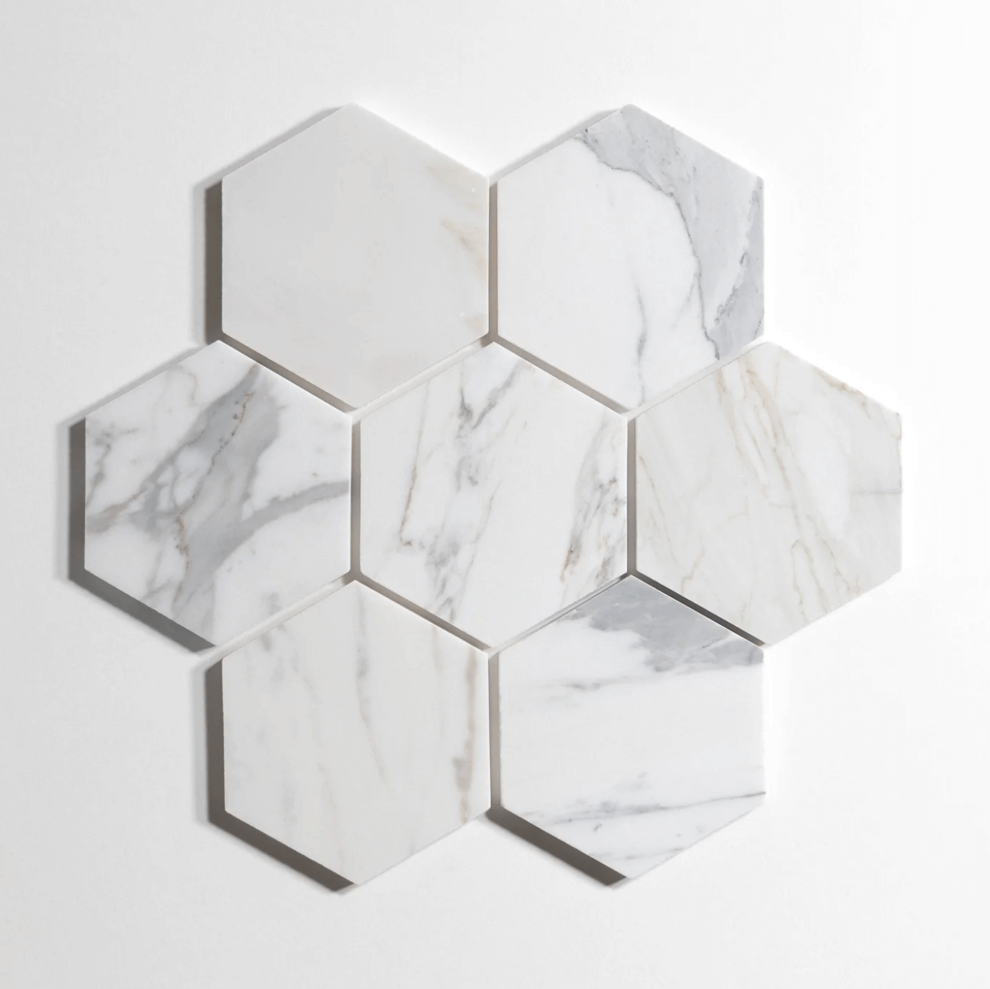 Calacatta 5" Hexagon Polished Marble Tile