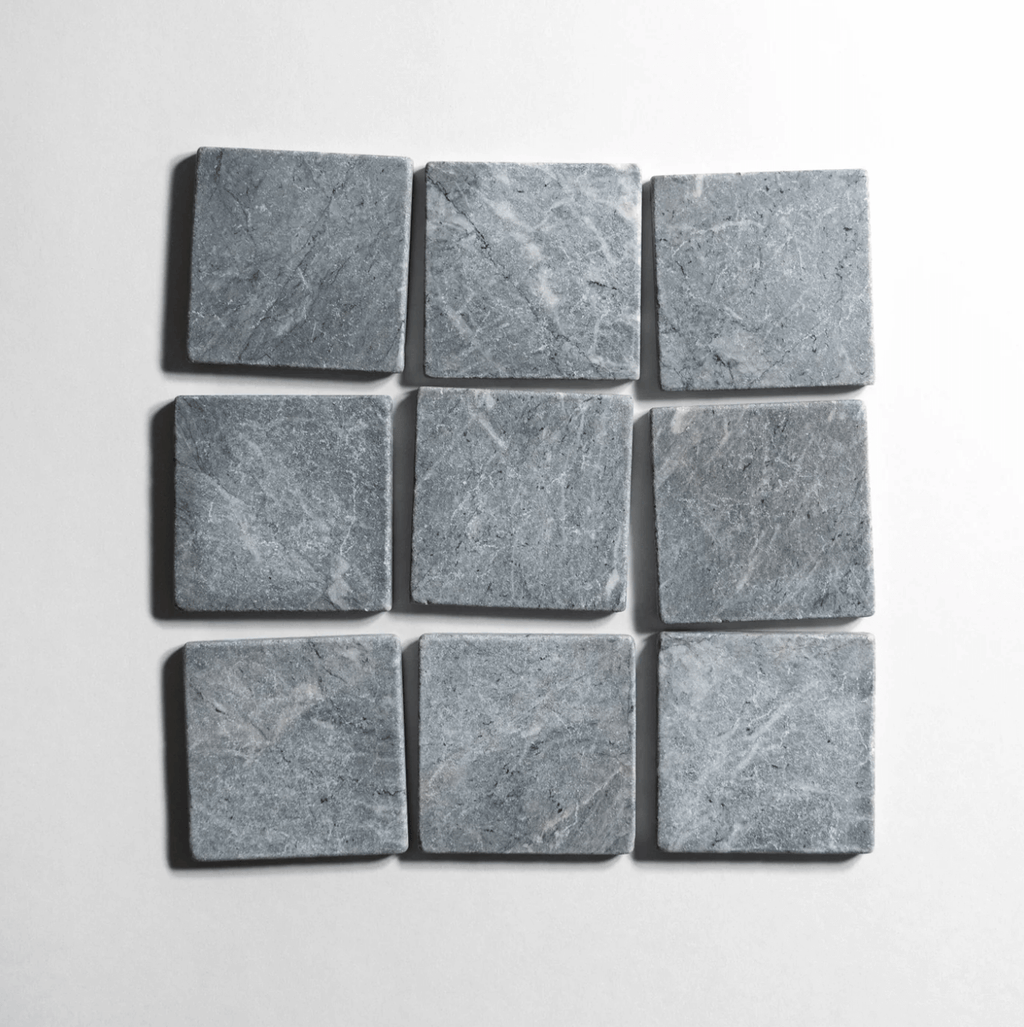 Riviera Gray 4"x4" Tumbled Marble Tile