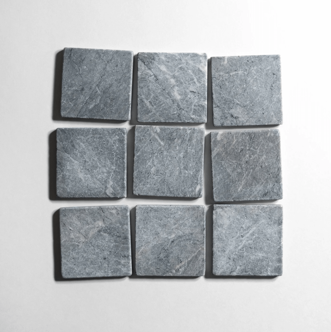 Riviera Gray 4"x4" Tumbled Marble Tile