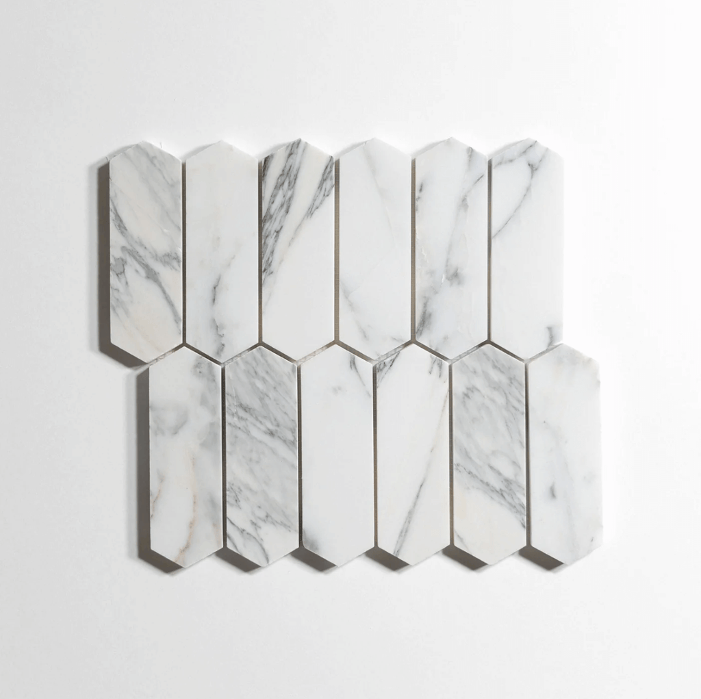 Calacatta Pickett Honed Mosaic Marble Tile