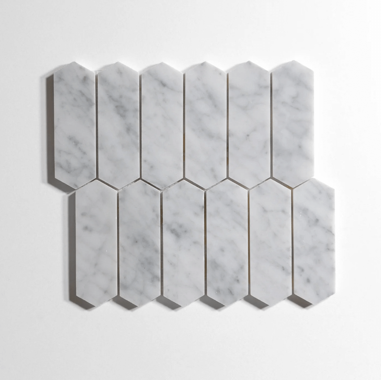 Venatino Carrara Pickett Mosaic Honed Marble Tile