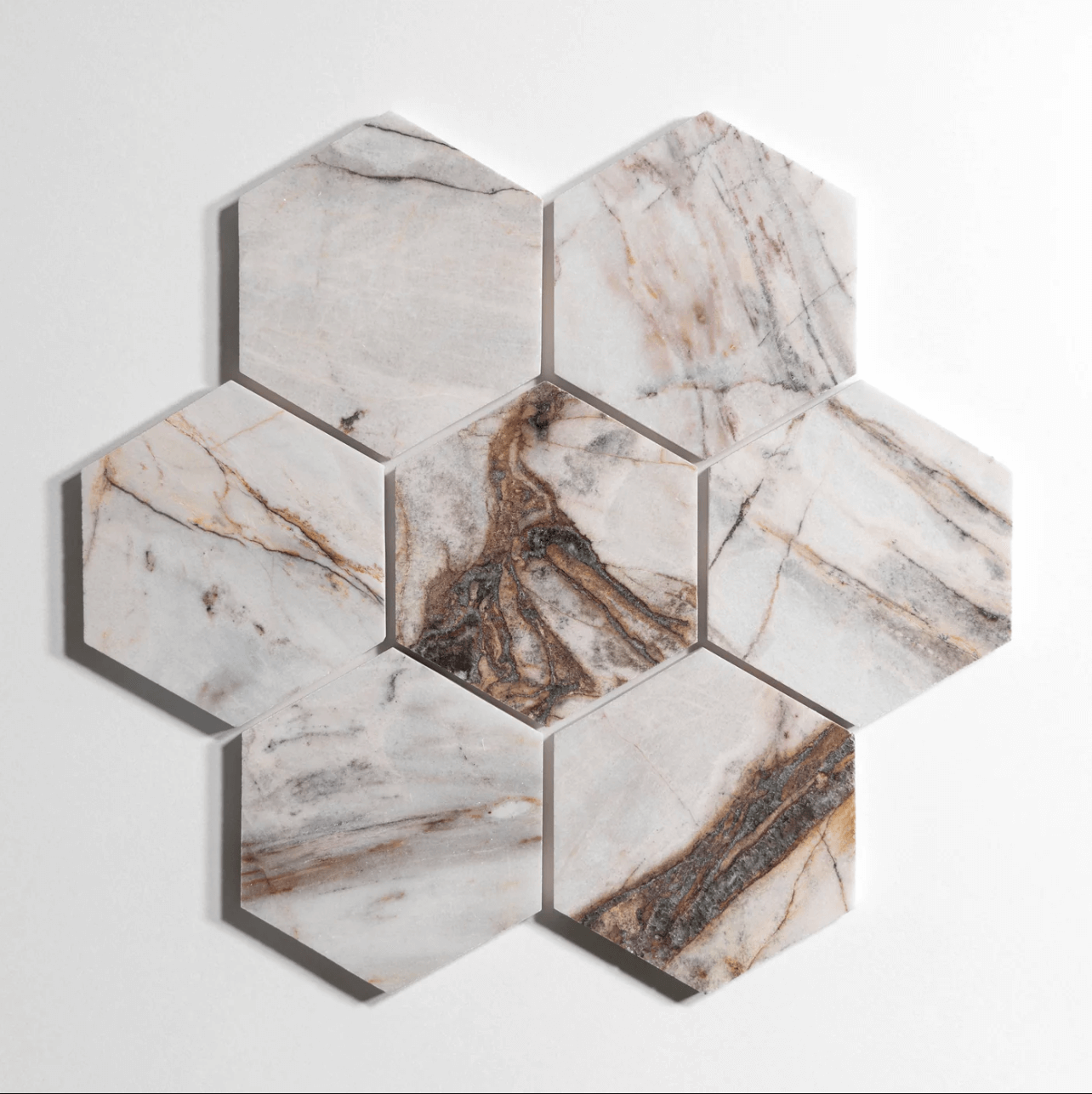 Rosewood 5" Hexagon Polished Marble Tile