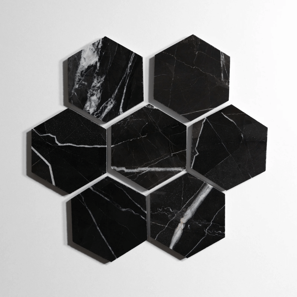 Nero St. Gabriel 5" Hexagon Honed Marble Tile