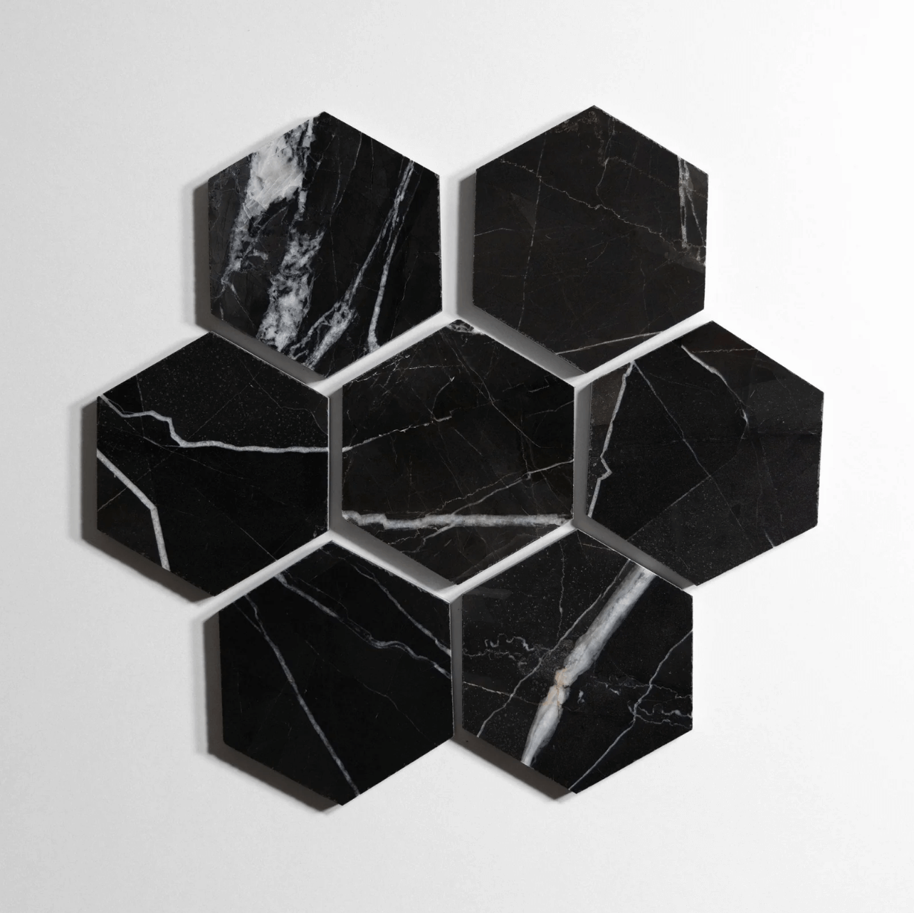 Nero St. Gabriel 5" Hexagon Honed Marble Tile