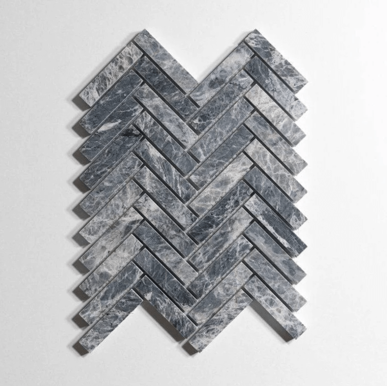 Riviera Gray Honed Herringbone Marble Tile