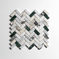 Monet Polished Mini Herringbone Mosaic Marble Tile