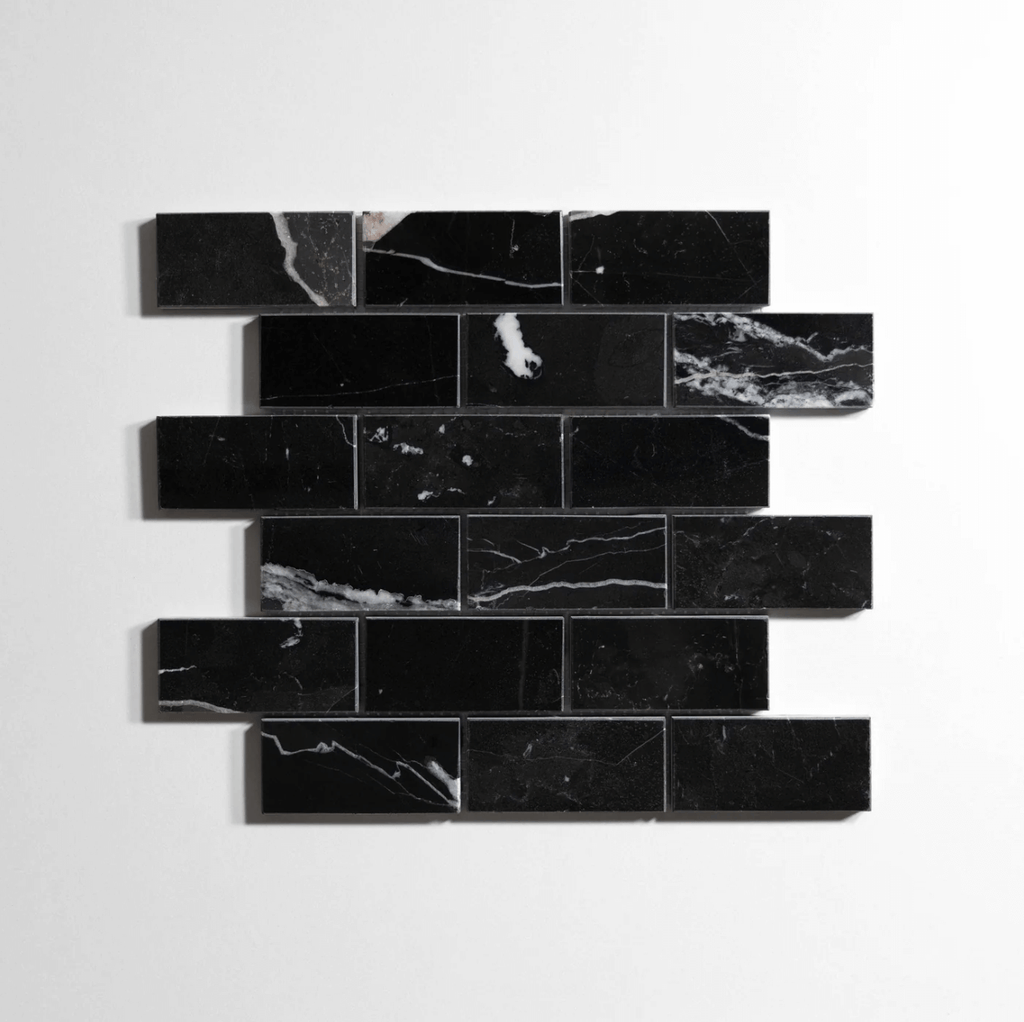 Nero St. Gabriel Polished 2" x 4" Brick Marble Tile