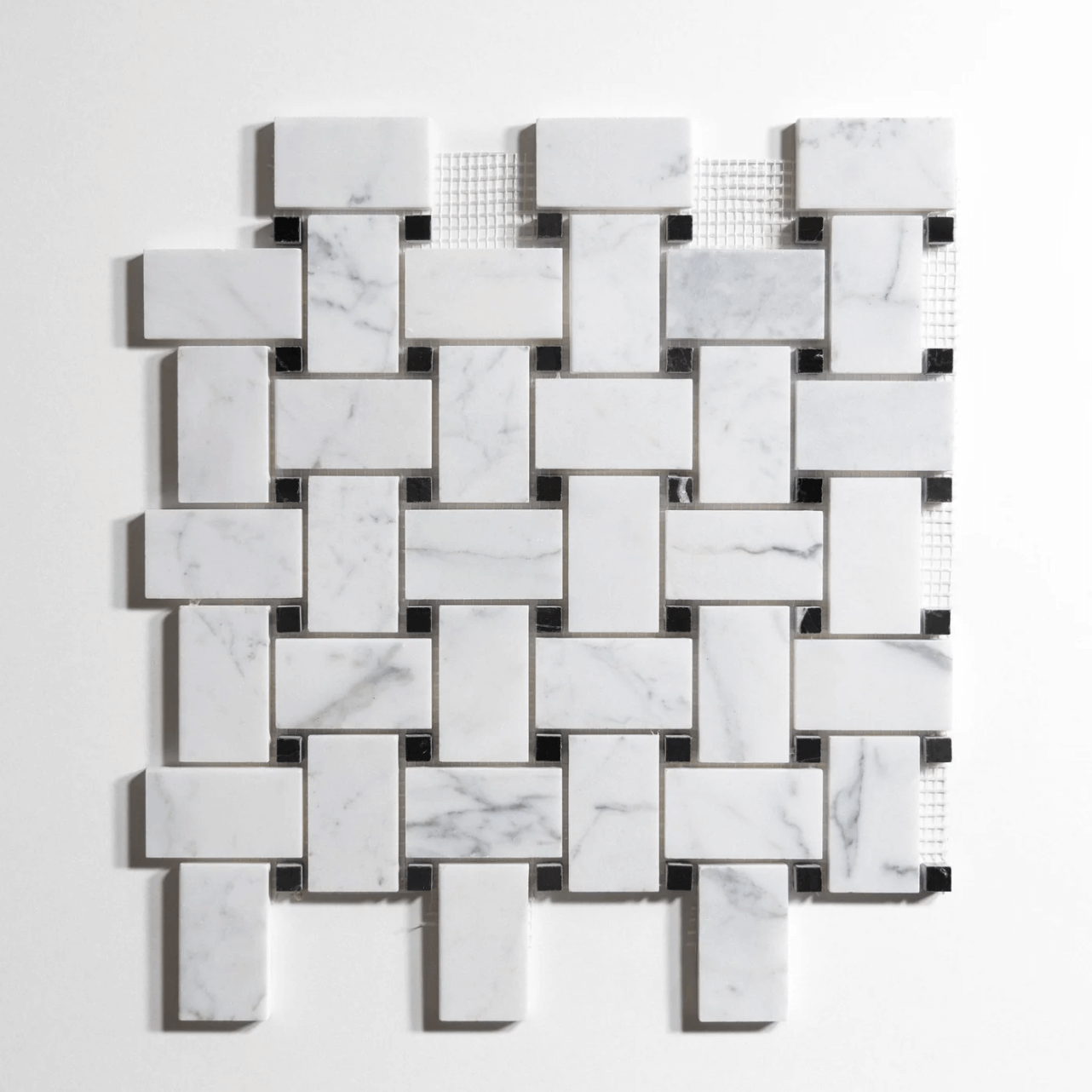 Statuary / Nero St. Gabriel Polished Basketweave Mosaic Marble Tile