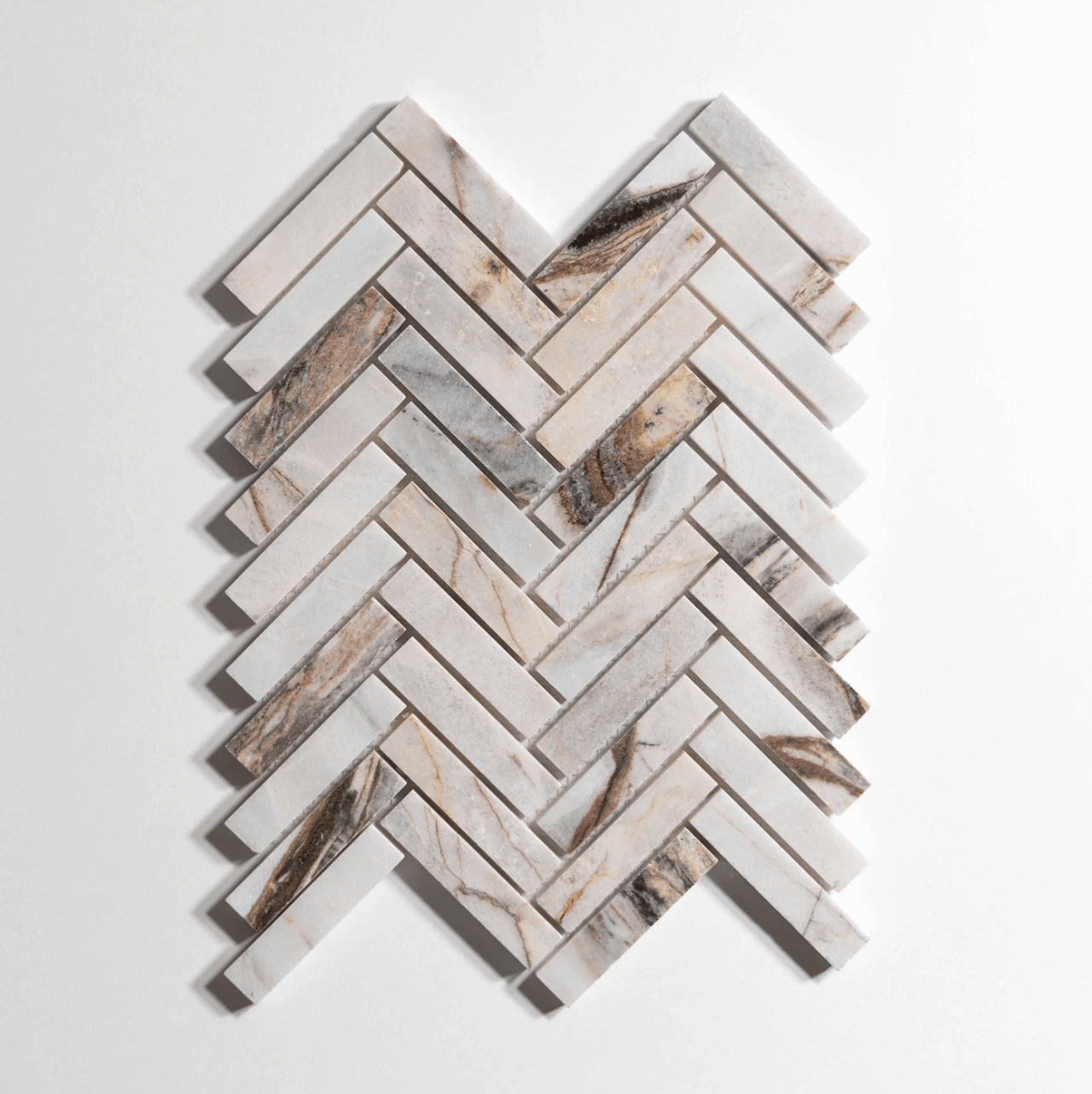 Rosewood Polished Herringbone Marble Tile