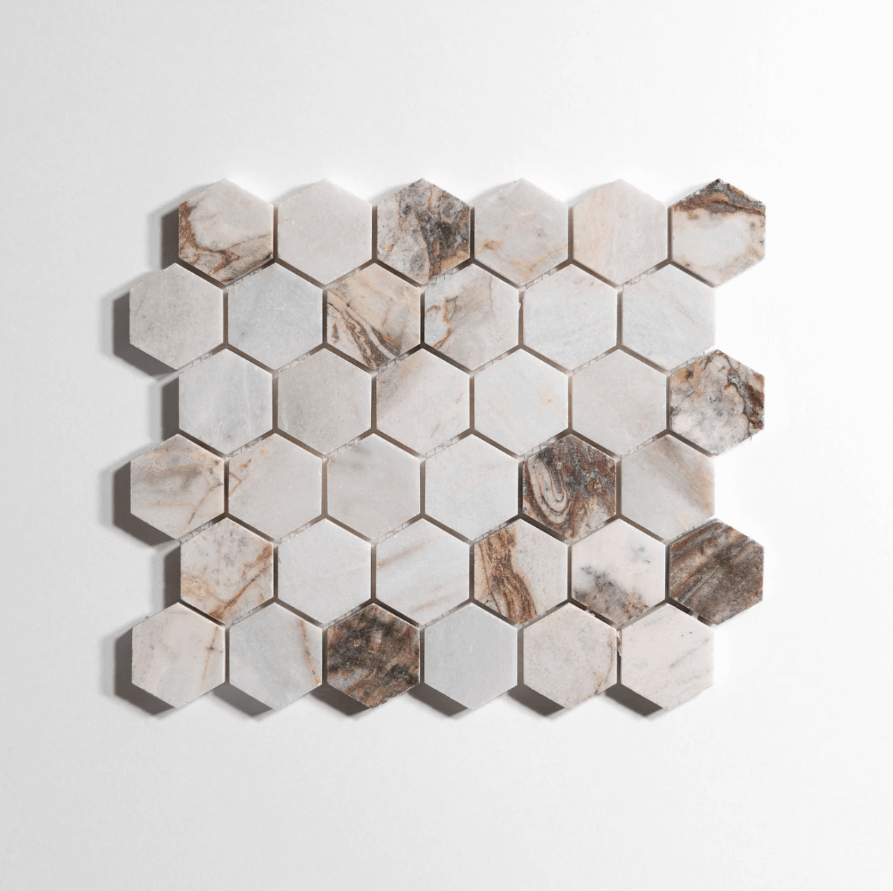 Rosewood Polished Hexagon Mosaic Marble Tile
