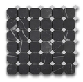 Nero St. Gabriel & Venatino Carrara Mosaic Tumbled Marble Tile