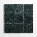 Guatemala Green 4"x4" tumbled tile with rich green tones and dark veins, perfect for custom finishes and sizes.