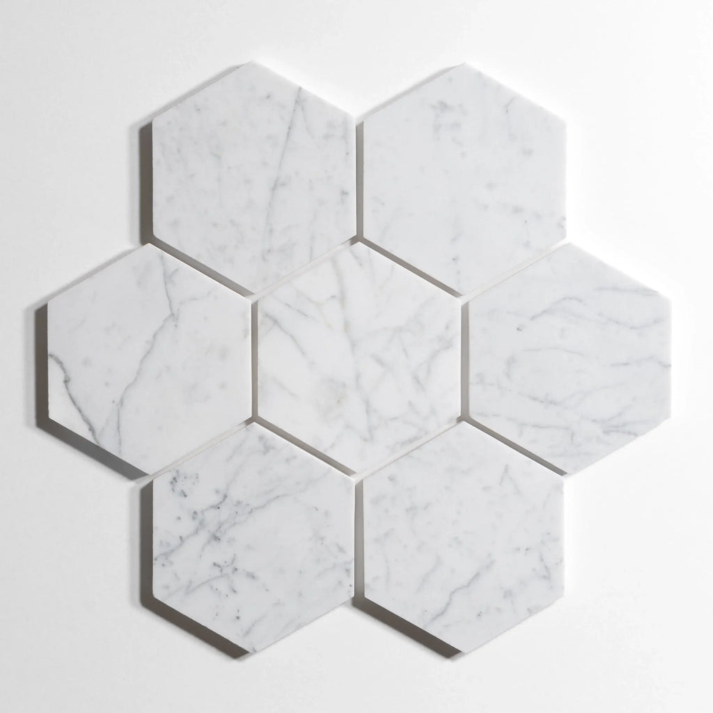 Statuary 5" Polished Marble Hexagon Mosaic