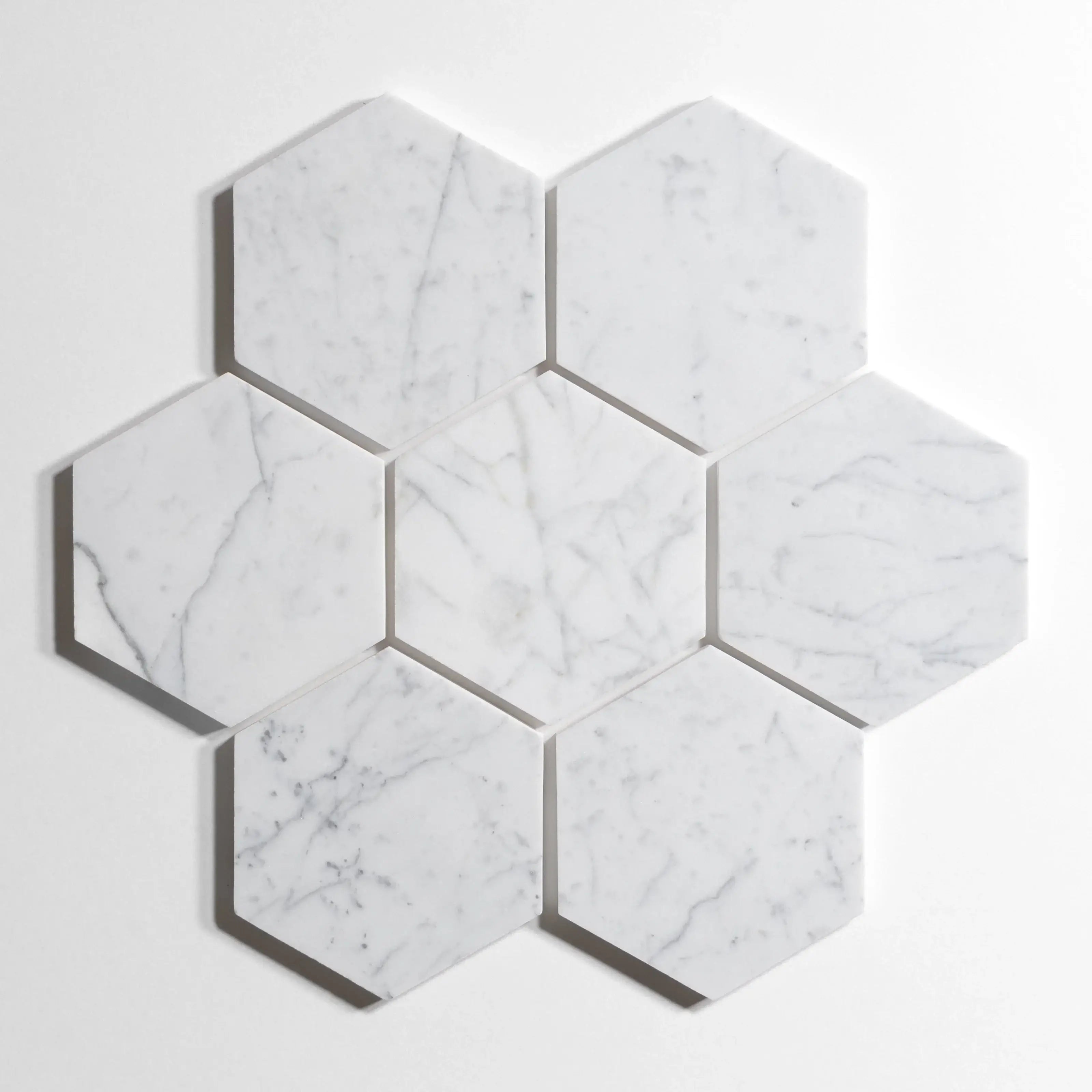 Statuary 5" Polished Marble Hexagon Mosaic