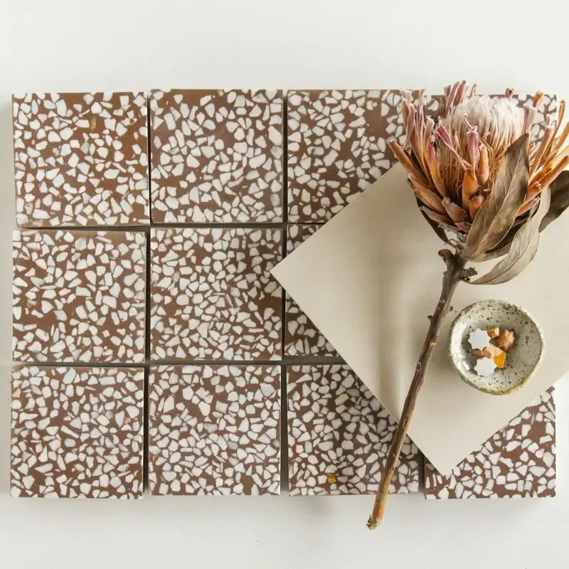 Nutmeg Terrazzo 4"x4" by Tilesofezra
