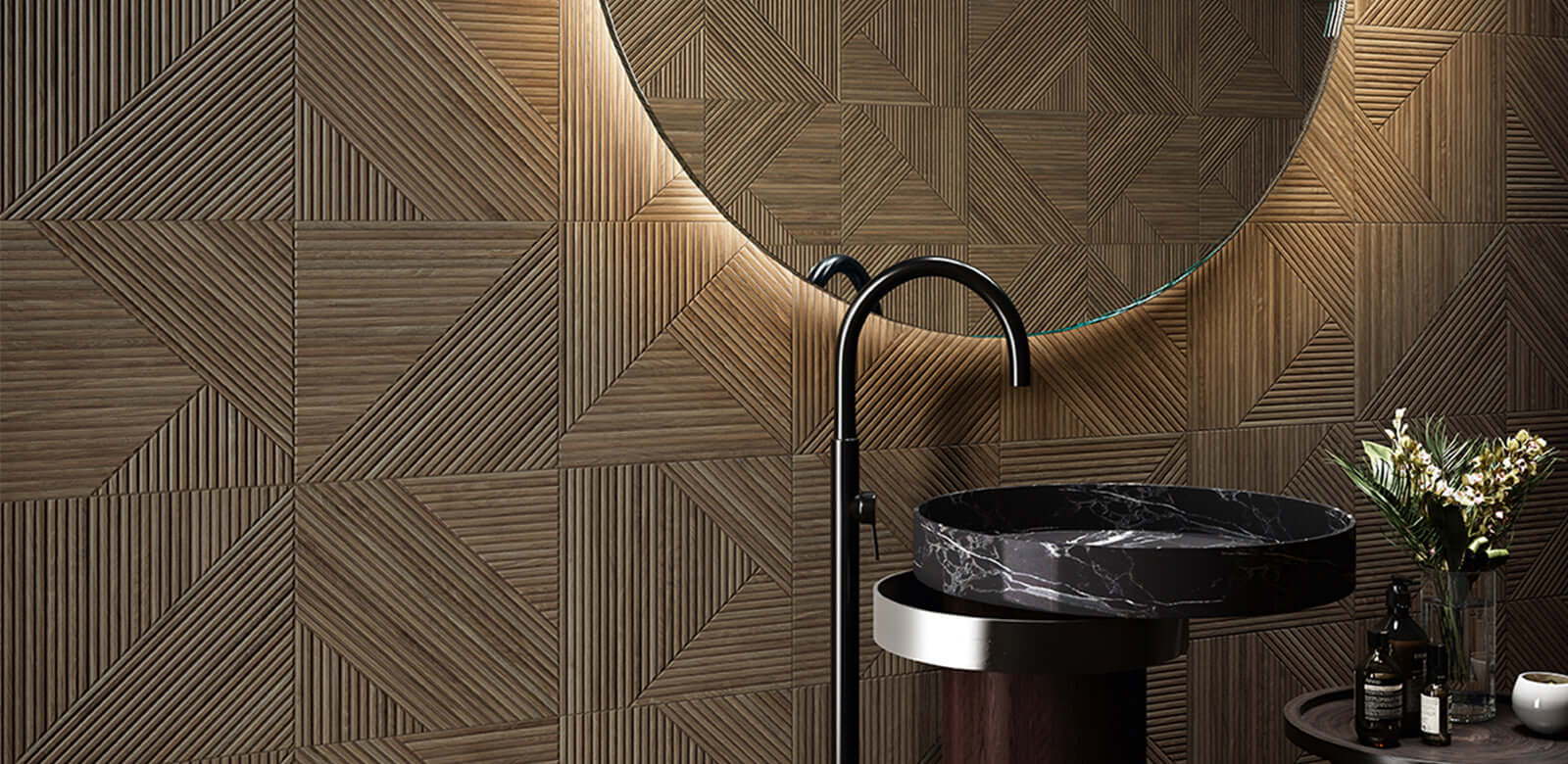 Tangram Walnut/Caramel  Matte Tile 12"x40"