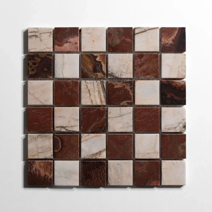 Red Onyx & Rosewood 2"x2" Checkered